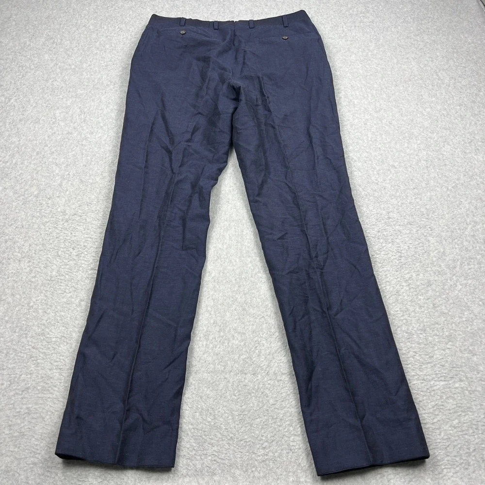 Suitsupply Brescia Pants Men's 52* 36x34 Blue Linen Wool Woven Trousers Slacks